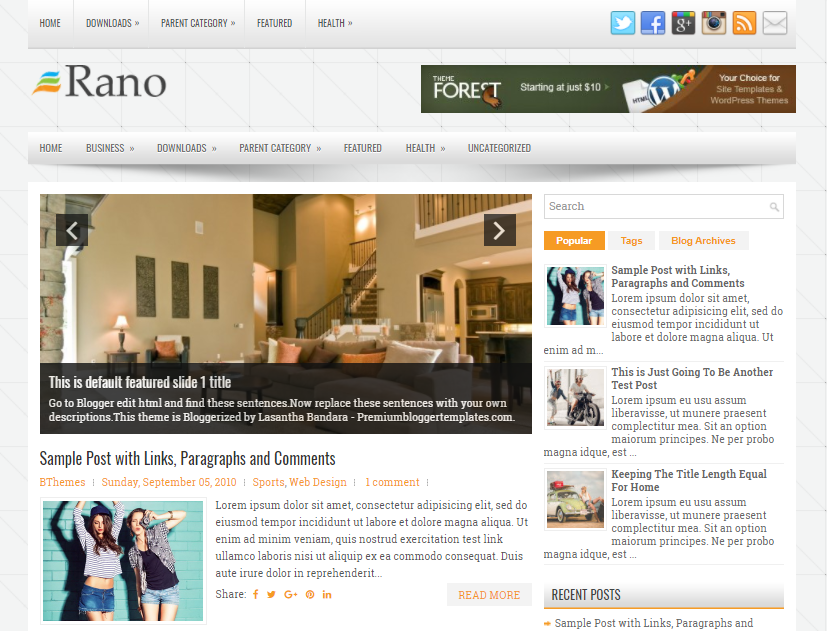 Free Download Rano Blogger Template Columns Blogger Template amongst a Right Sidebar in addition to Free Download Rano Blogger Template