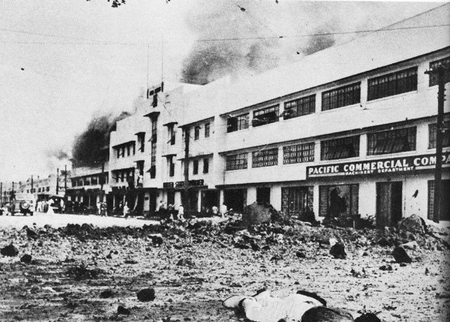 Bomb damage in Manila, 24 December 1941 worldwartwo.filminspector.com