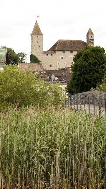 Rapperswil Castle viewed from the wooden boardwalk on a half-day trip from Zurich