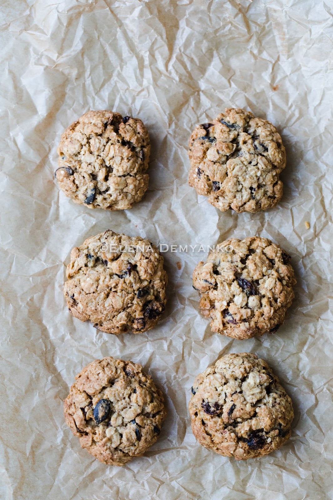 Печенье с изюмом, семечками и овсяными хлопьями