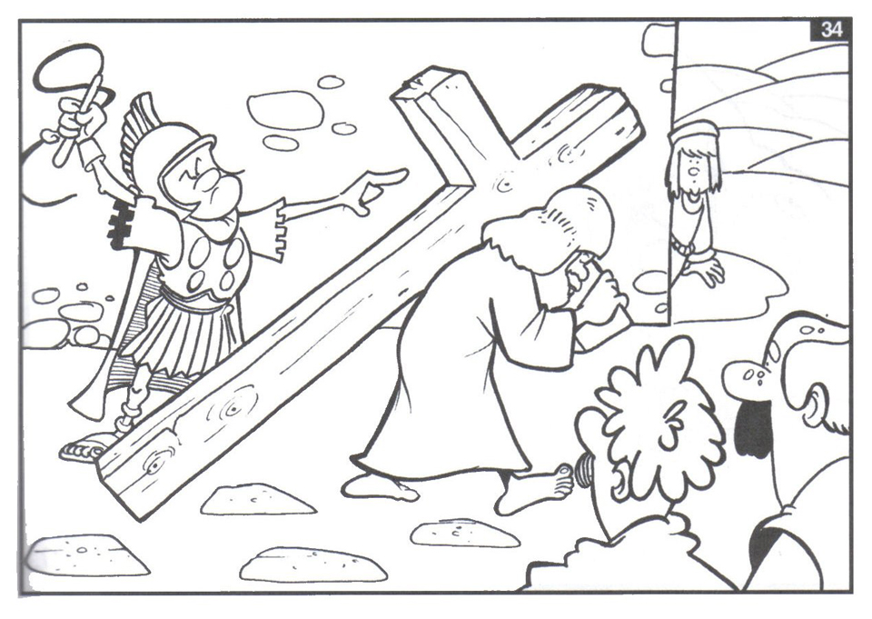 Jesús camino al Calvario colorear Jesús camino al Calvario colorear