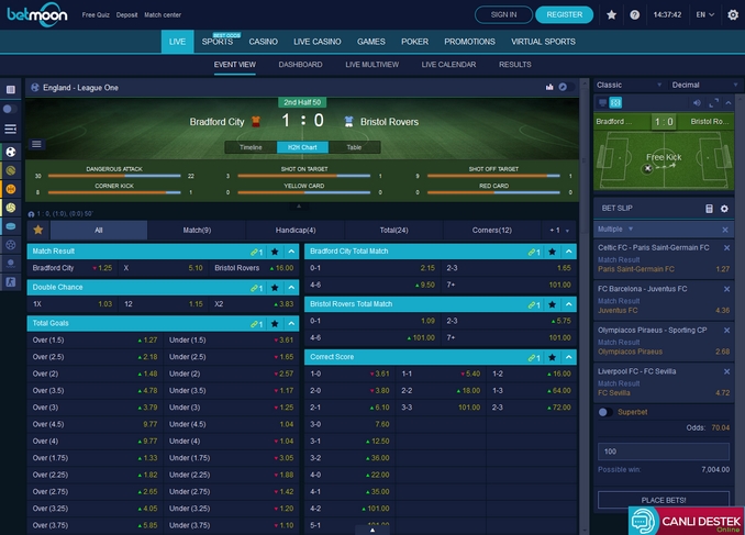 Betmoon Live Betting Betmoon Live Betting Screen