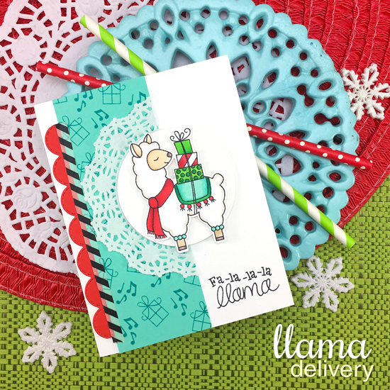Llama Holiday card by Jennifer Jackson | Llama Delivery Stamp Sets by Newton's Nook Designs #newtonsnook #handmade