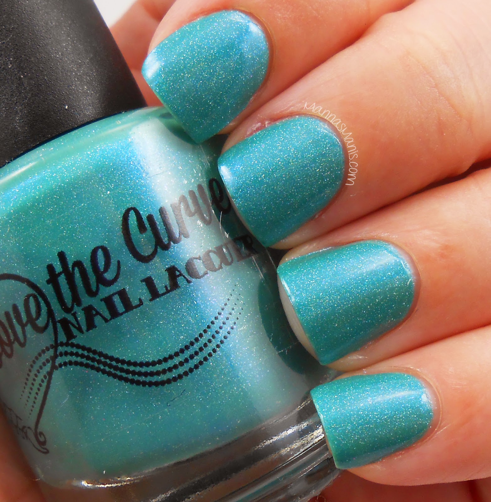 above the curve kahuna, teal holographic indie nail polish