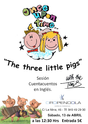 Oropéndola, Storytelling, Guadalajara, cuentacuentos en inglés, cuentos, inglés, The Tonis, Three little pigs, los tres cerditos, actividades infantiles, actividades en inglés, divertirse en Guadalajara, planes con niños, aprender inglés