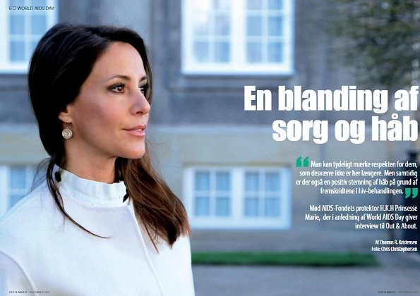 Danish Magazine Out & About made a special interview with Princess Marie of Denmark on the occasion of World AIDS Day