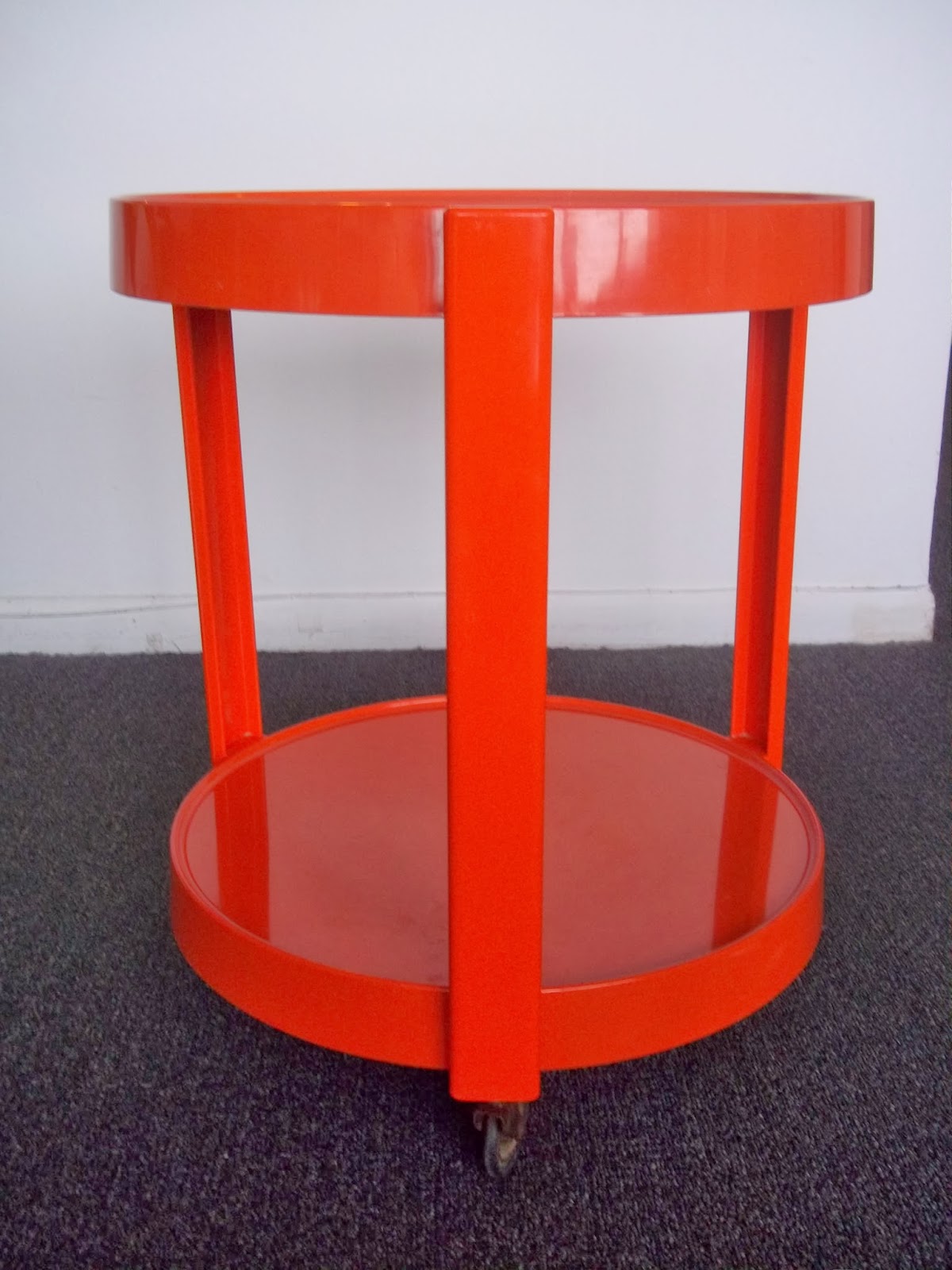 modern20 Vintage 1960's Orange Plastic Trolley Table MId Century