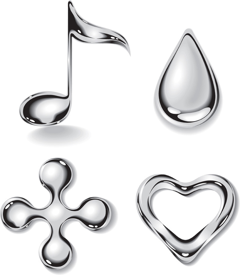金属質のグラフィックスと立体的に回転するロゴ見本 Metal quality character water droplets & circle rotate three-dimensional logo イラスト素材1
