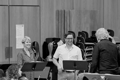 Joyce DiDonato, Michael Spyres, John Nelson rehearsing Berlioz's Les Troyens (Photo Gregory Massat)