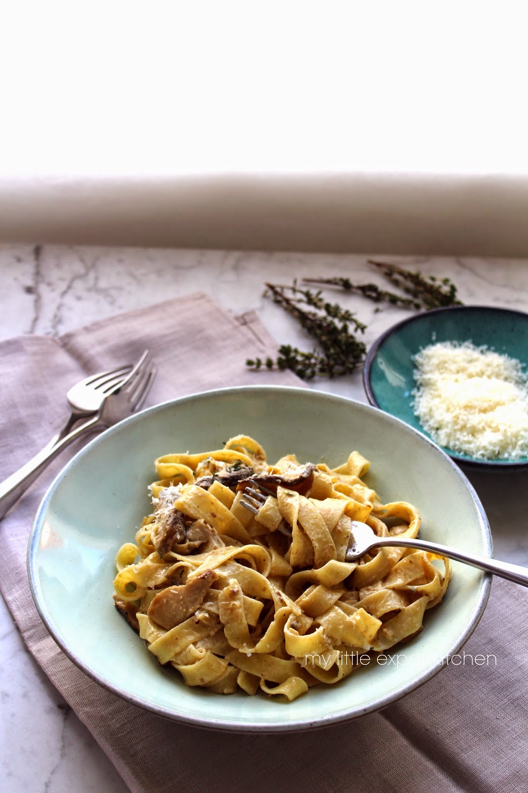 My Little Expat Kitchen Fettuccine with fresh porcini mushrooms and