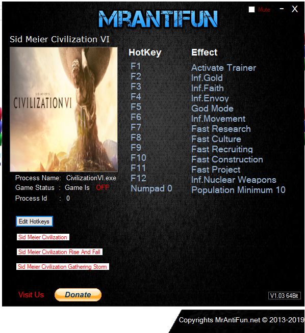 Cheat Game Civilization VI PC Cheat Game Civilization VI PC