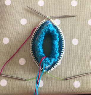 Sock knitting using two short circular needles