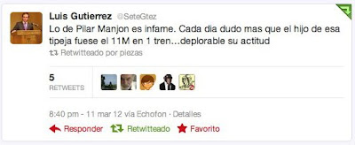 Tuit de Luis Gutiérrez, dirigente de NNGG del PP en Majadahonda