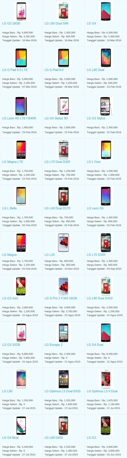 Daftar Harga Terbaru Hp LG April 2016 Daftar Harga Terbaru Hp LG April 2016