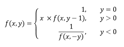 Recursive function to calculate power