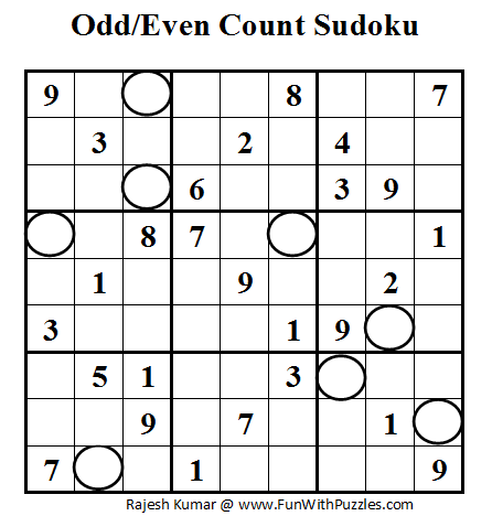 Odd/Even Count Sudoku (Fun With Sudoku #6)