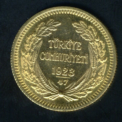 Gold coins of Turkey 100 Kurush Ataturk