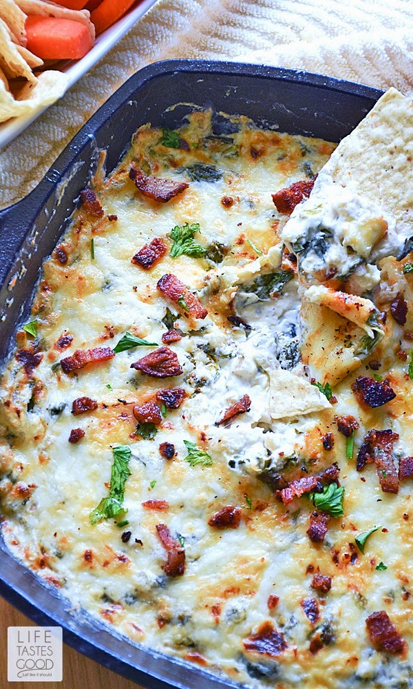 Cheesy Kale and Bacon Dip has lots of good-for-kale in this dip recipe with cream cheese