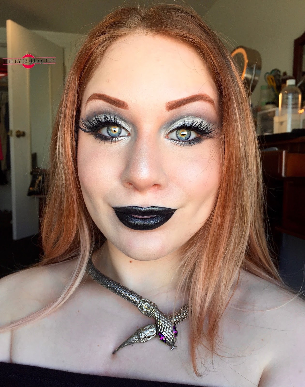 Gothic Black White Shimmering Soft Cut Crease Makeup Tutorial