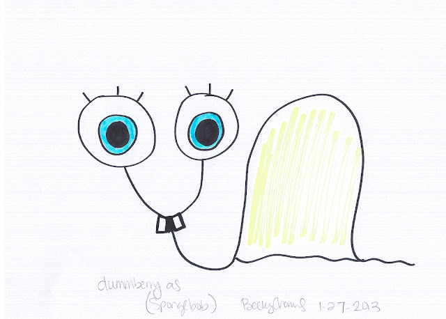 Dummberry Lives in a Pineapple Under The Sea, 2013, dummberry, beckycharms, San Diego, drawing, sketch, cartoon, illustration, design, Spongebob