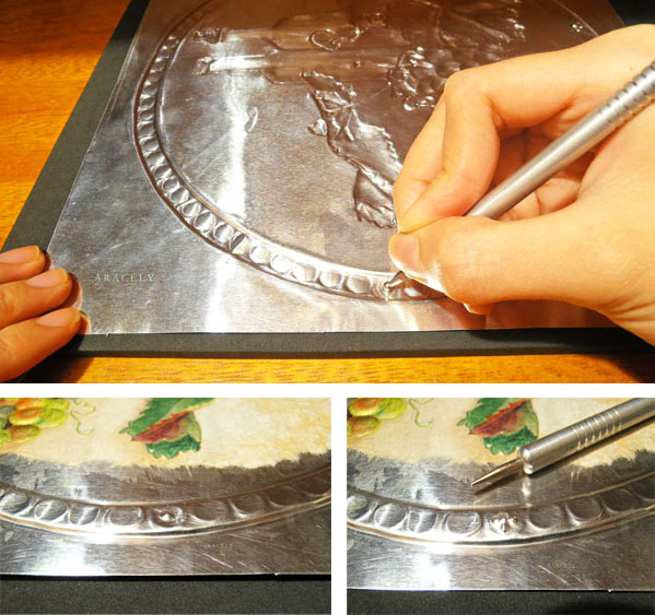 repujado aluminio decoupage servilleta volumen