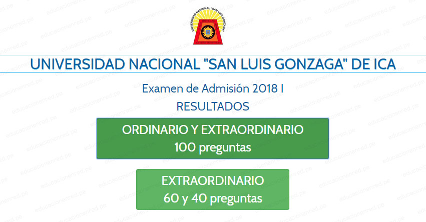 UNICA Publicó Resultados Examen Admisión 2018-1 (Domingo 22 Julio) Ingresantes por Carrera Profesional - Universidad Nacional San Luis Gonzaga de Ica - www.unica.edu.pe UNICA Publicó Resultados Examen Admisión 2018-1 (Domingo 22 Julio) Ingresantes por Carrera Profesional - Universidad Nacional San Luis Gonzaga de Ica - www.unica.edu.pe