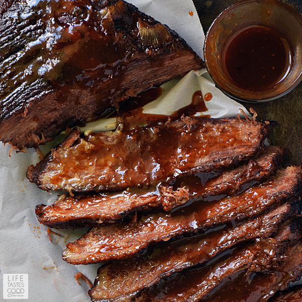Beer Braised Beef Brisket | by Life Tastes Good is cooked low and slow for maximum deliciousness. The brisket is braised in stout beer that cooks down and leaves behind a deep, rich flavor that mingles nicely with the natural flavor of the beef. #LTGrecipes
