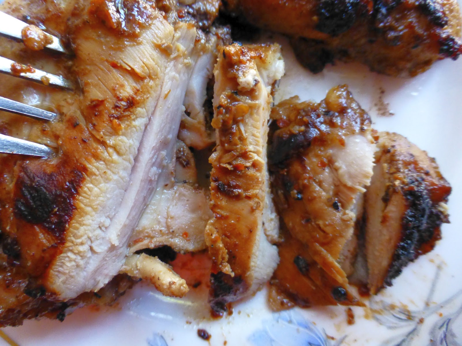 Food! Burnt Chilly Garlic dressing Marinated Pan Fried Chicken Thighs