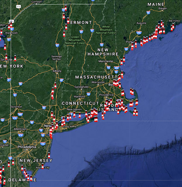 New England Lighthouses Map