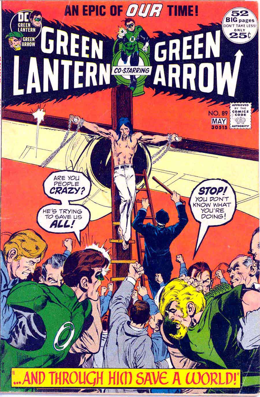 Green Lantern Green Arrow #89 bronze age 1970s dc comic book cover art by Neal Adams