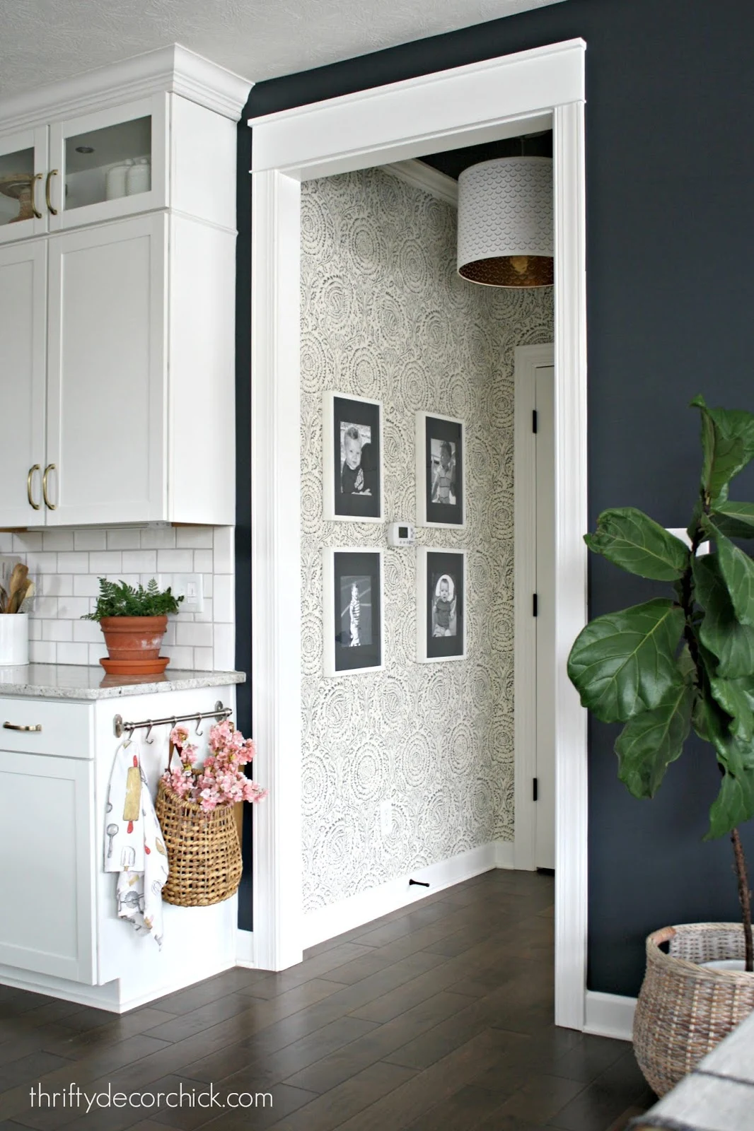 Kamala Baker Lifestyle indigo wallpaper in hallway