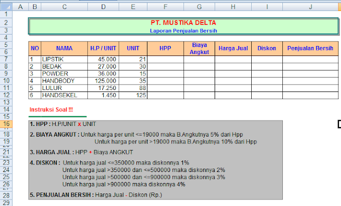 Soal Aplikasi Pengolah Angka Semester 2