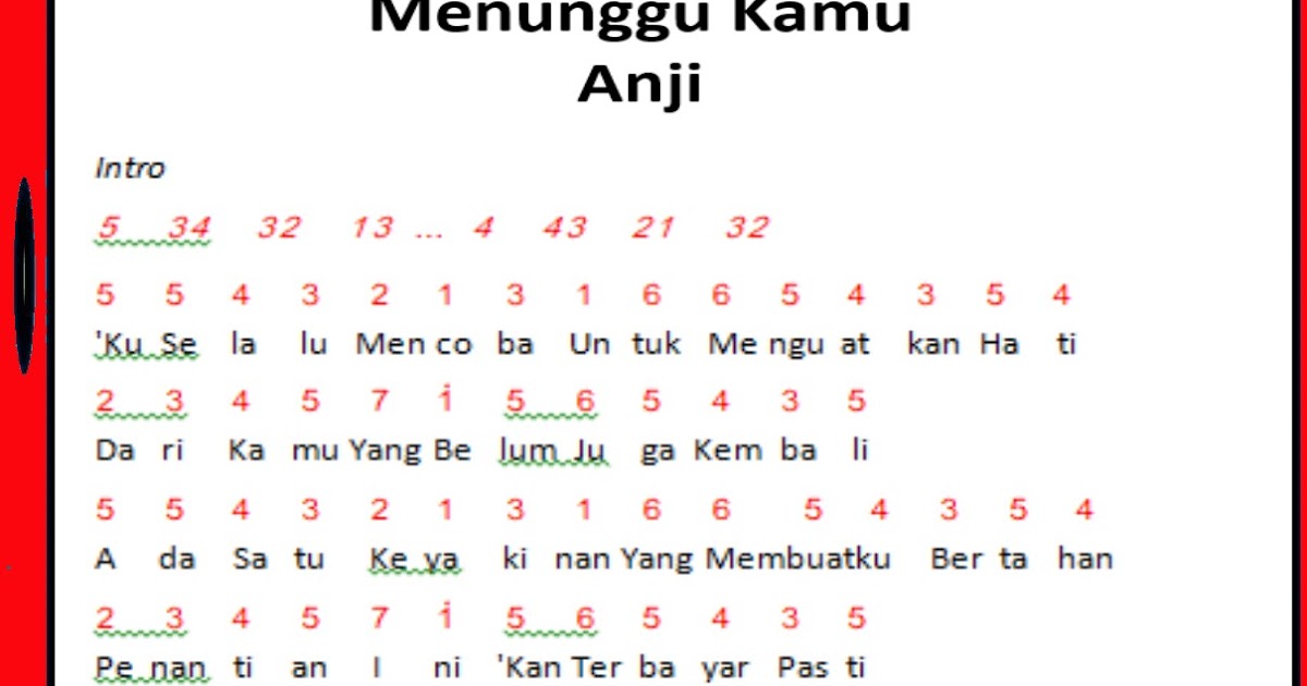 Kunci Gitar Anji Menunggu Kamu Disini