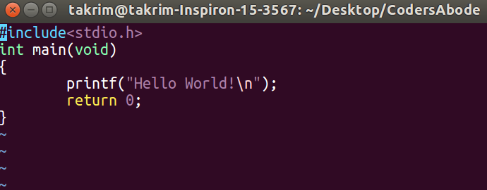 Display Hello World C Programming Language Codersabode Display Hello World C Programming Language Codersabode