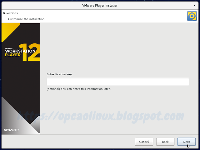 Insira a licença do VMware Workstation Player (caso possua) Insira a licença do VMware Workstation Player (caso possua)