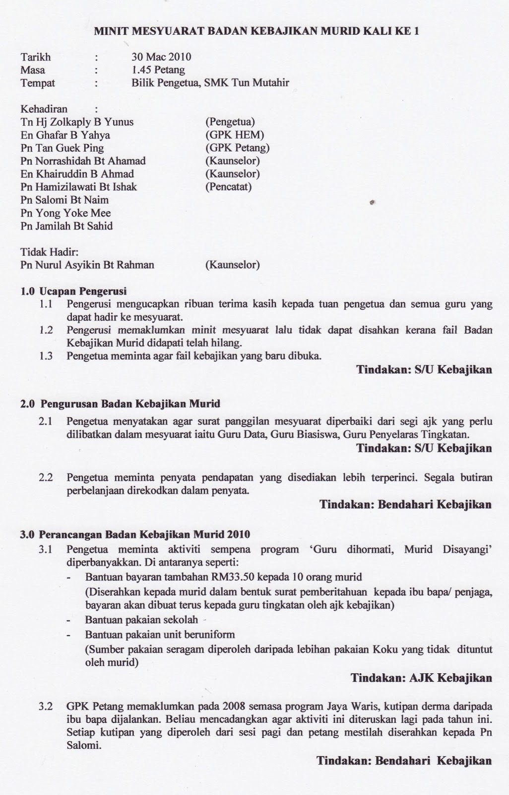 Contoh Surat Panggilan Mesyuarat Pemilihan Murid Prasekolah