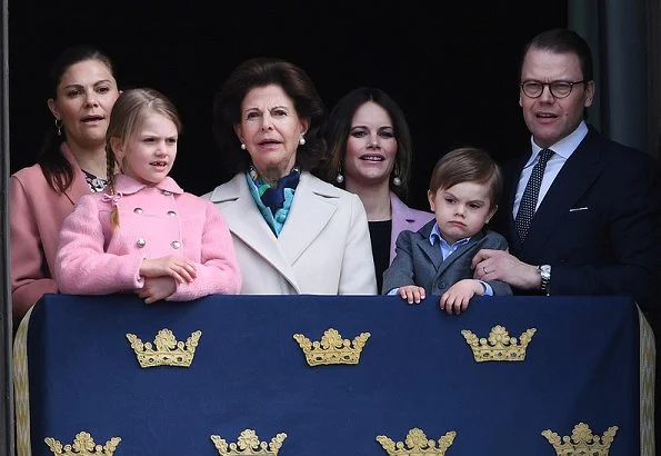 Crown Princess Victoria wore Acne Studios Avalon coat, Princess Estelle wore a pink coat, Princess Sofia and Queen Silvia