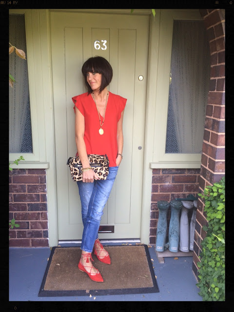 My Midlife Fashion, Ruffled Sleeve Top, Leopard Print, Animal Print, Distressed Denim, Office Ghillie Lace Up Points, Boden, Zara