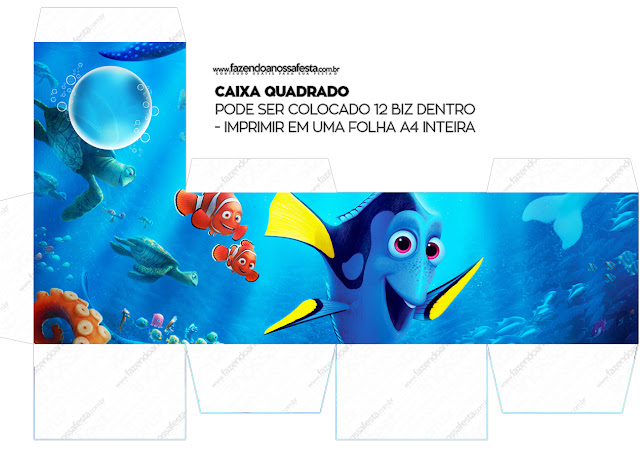 Buscando a Dory: Cajas para Imprimir Gratis. Cajas cubo de Buscando a Dory para imprimir gratis.