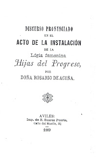 Imagen de la portada del Discurso pronunciado en el acto de la Instalacin de la logia Hijas del Progres