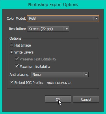 Best export option for photoshop