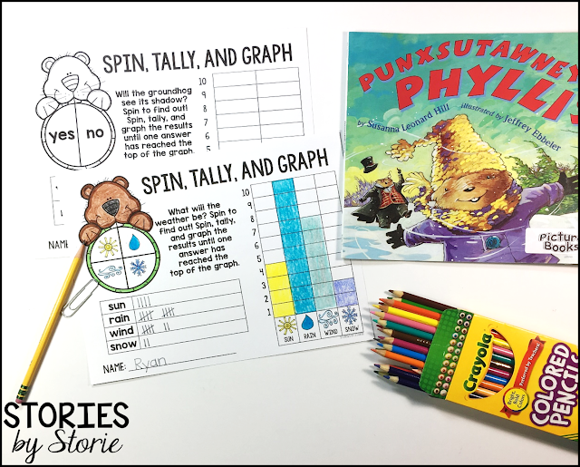 I know most classrooms have students predict whether the groundhog will see his shadow. I like to take that one step further and incorporate some graphing activities in the classroom that can be used as fast finisher activities. There are two spin, tally, and graph options included. The first is whether the groundhog will see his shadow (yes/no). The other is graphing the weather.