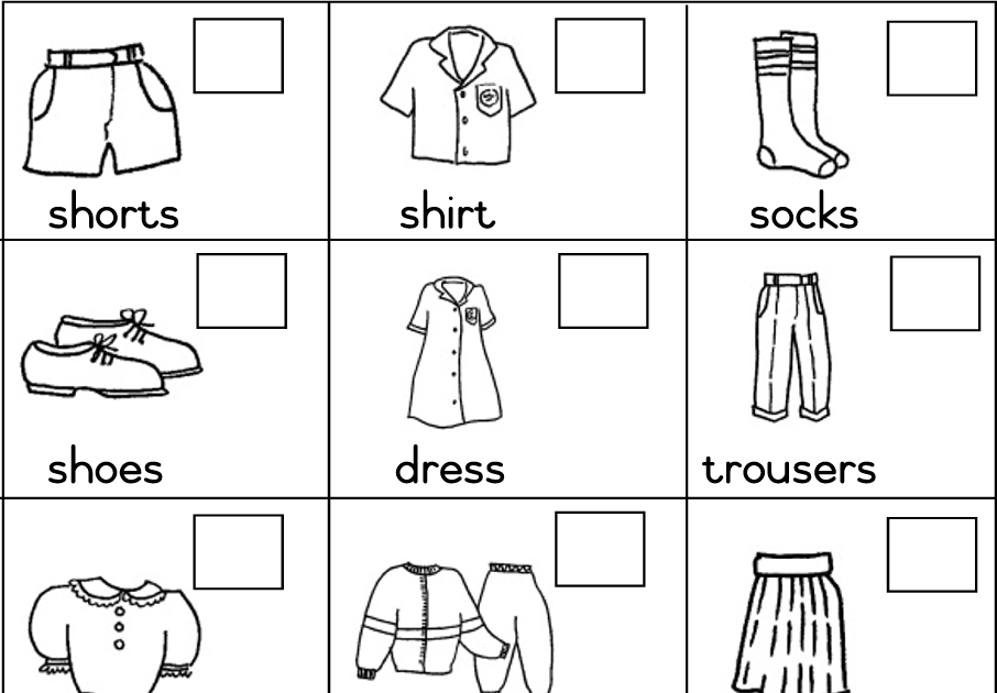 Fichas de inglés: Ficha Clothes 6: Listen colour the clothes