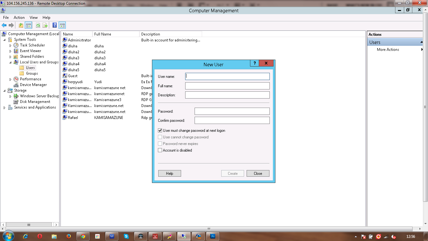 change password windows server 2012 remote desktop