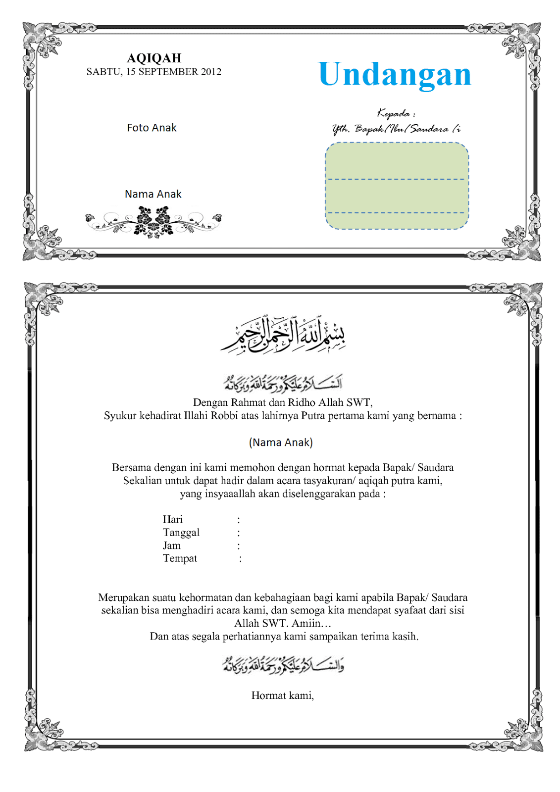 format undangan syukuran pernikahan word