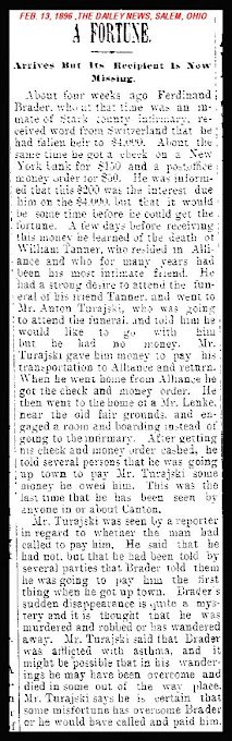 Salem Daily News Article Feb 13, 1896