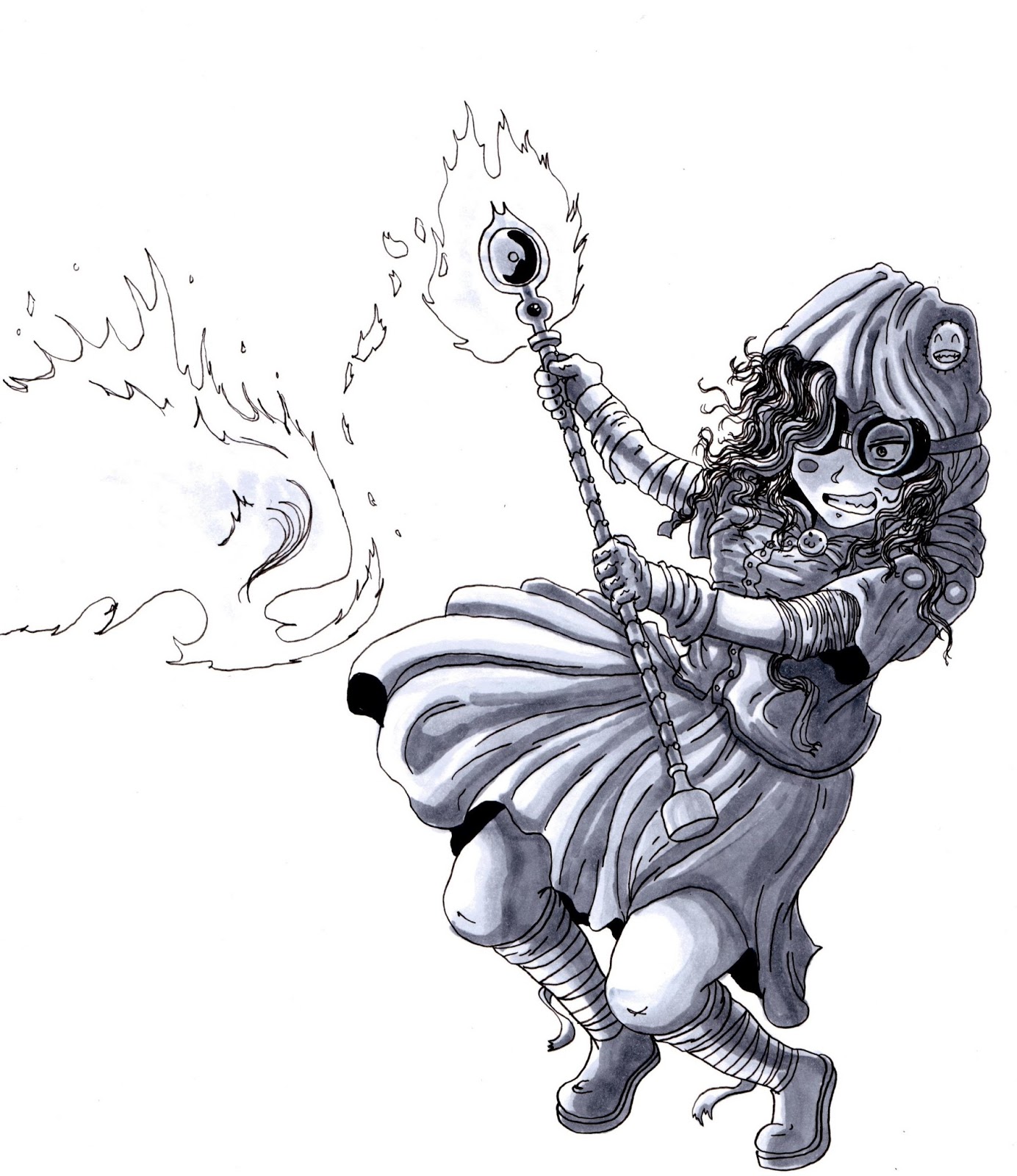 Puny Nerd: More work on Aniventure - Final Fireball Mage Drawing