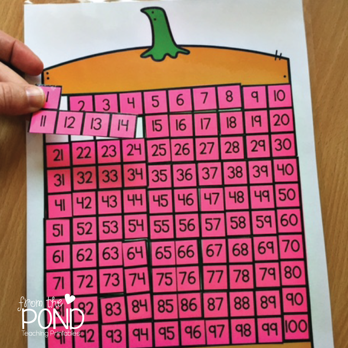 Pumpkin 100 chart activity freebie from the pond
