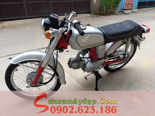 Sơn xe Honda CD50 màu đỏ bạc cực đẹp