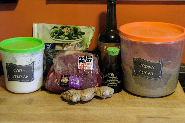 Ingredients needed for the beef and broccoli stir fry